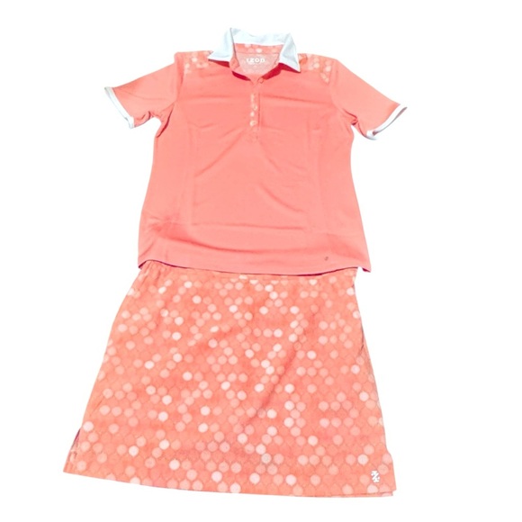 Women’s Izod Golf Skort Set Shirt Size Medium Skort Size 4 Golf Ball Tee Print - Picture 6 of 12